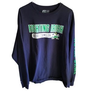 Fighting Irish Notre Dame, Indiana. Navy Blue Long Sleeve Tshirt. XL